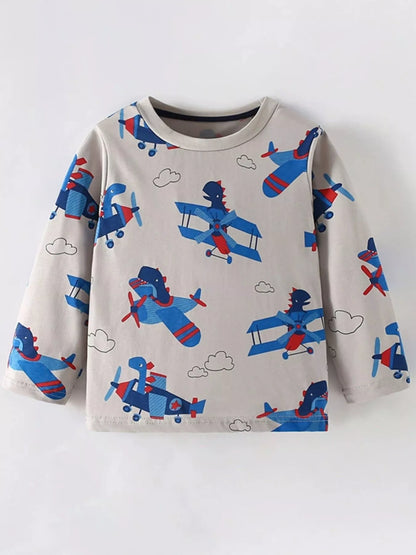 Children's Airplane Print Long Sleeve T-Shirt - Farnelli