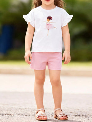 Children's Ballerina Graphic Tee & Shorts Set - Farnelli