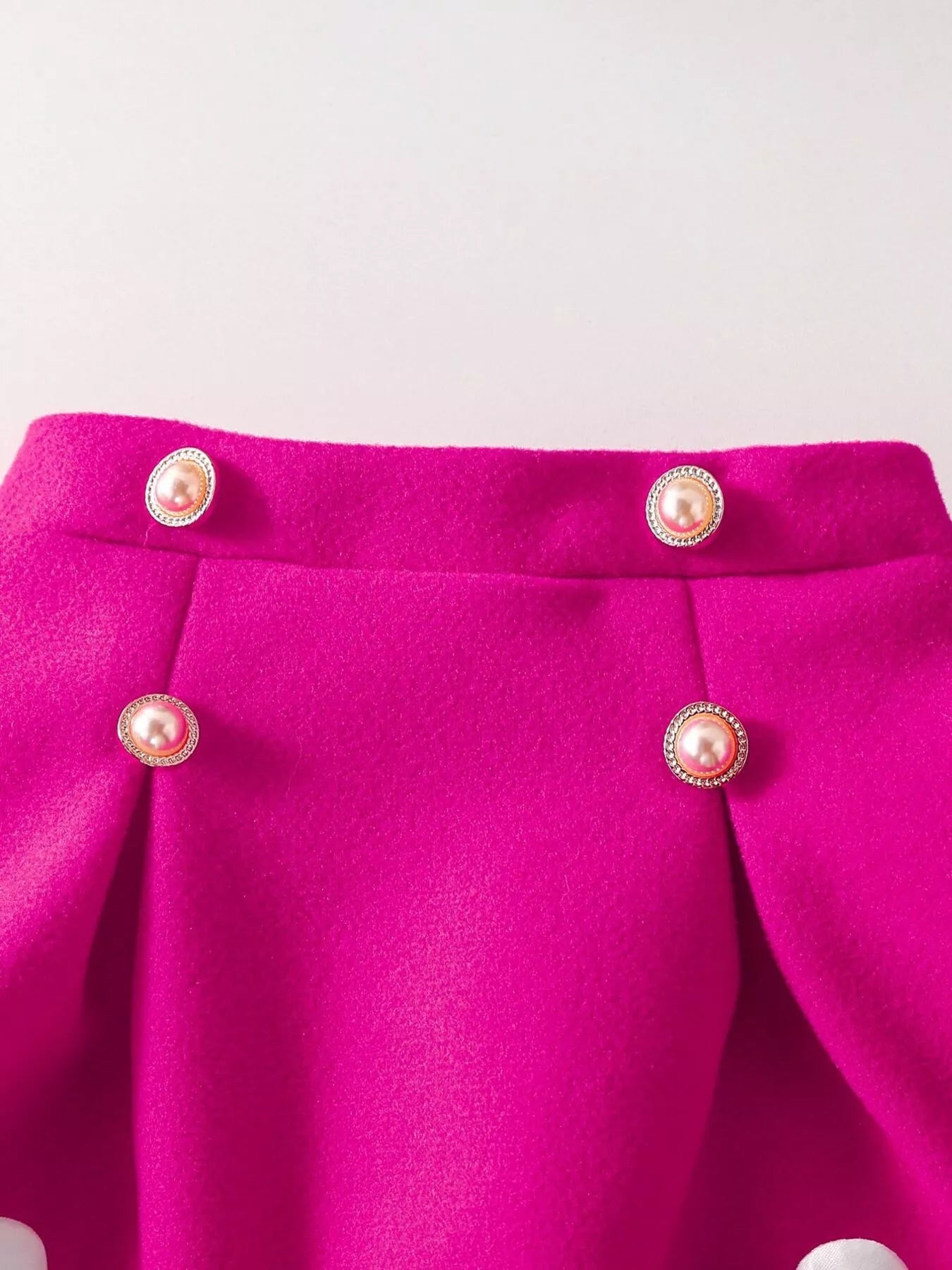 Children's Floral Applique Ribbed Knit Top & Pleated Skirt Set with Hat - Farnelli