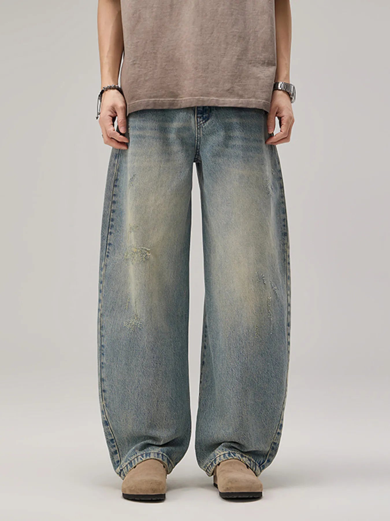 Men's Vintage Wash Wide Leg Jeans - Farnelli