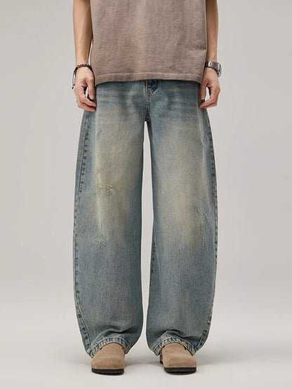 Men's Vintage Wash Wide Leg Jeans - Farnelli