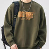 Men's Plus Size Letter Graphic Crew Neck Sweatshirt - Army Green