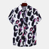 Men's Plus Size Printed Short Sleeve Button-Up Shirt - Black