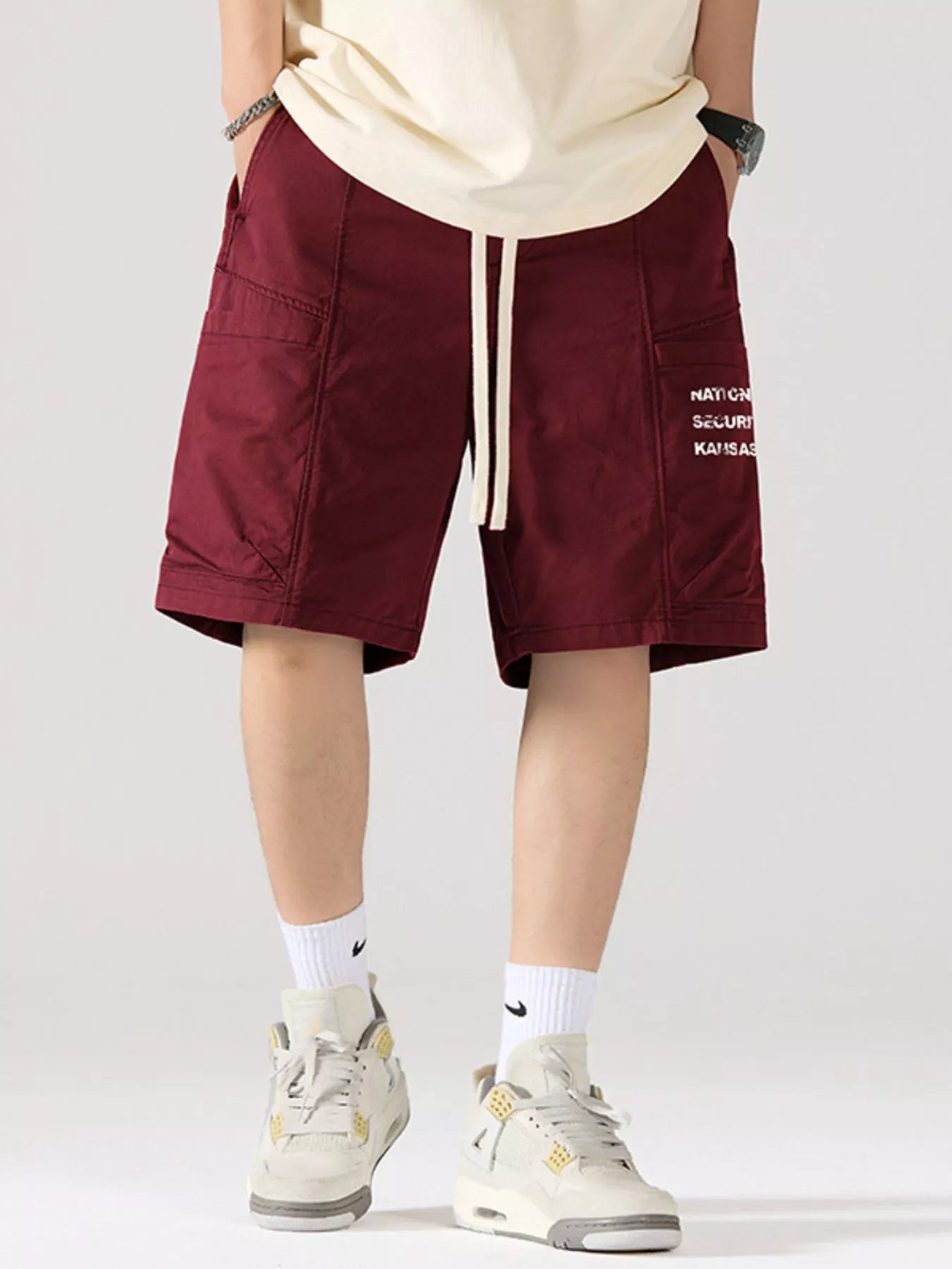 Men's Full Size Casual Cargo Shorts with Drawstring Plus Size - Farnelli