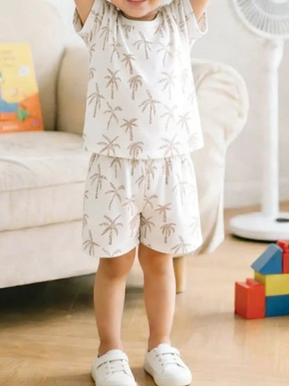 Children's Tropical Palm Print Tee and Shorts Set - Farnelli