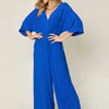 Double Take Full Size Surplice Wide Leg Jumpsuit with Pockets - Royal  Blue