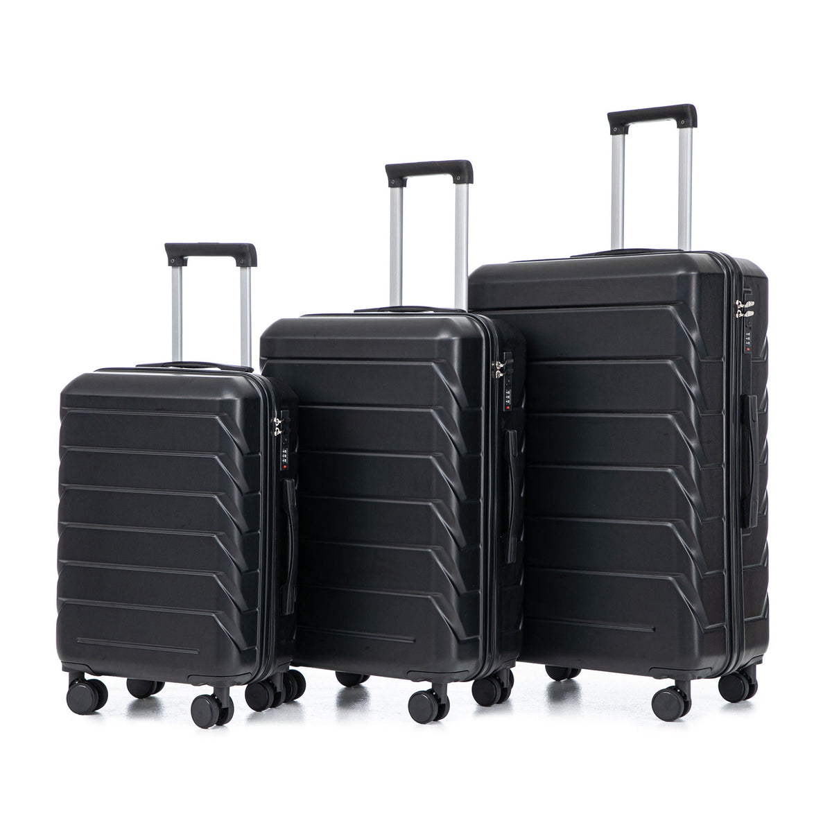 HouseOfZazla 3-piece spinner wheel luggage set with combination locks in assorted sizes