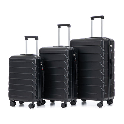 HouseOfZazla 3-piece spinner wheel luggage set with combination locks in assorted sizes