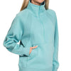 Zenana Half Zip Fleece Sweatshirt with kangaroo Pocket - DUSTY TEAL