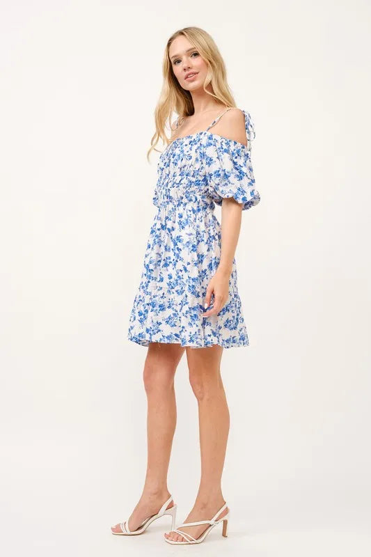 And The Why Off Shoulder Bubble Sleeve Dress - Farnelli