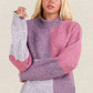 VERY J Color Block Mock Neck Drop Shoulder Sweater - Farnelli