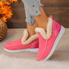 Round Toe Fleece-Lined Ankle Boots - Deep Rose