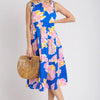 Umgee Full Size Floral Tiered Midi Tank Dress Plus Size - Royal Blue