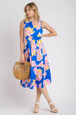 Umgee Full Size Floral Tiered Midi Tank Dress Plus Size - Farnelli