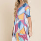 BOMBOM Ruched Color Block Short Sleeve Dress - Farnelli
