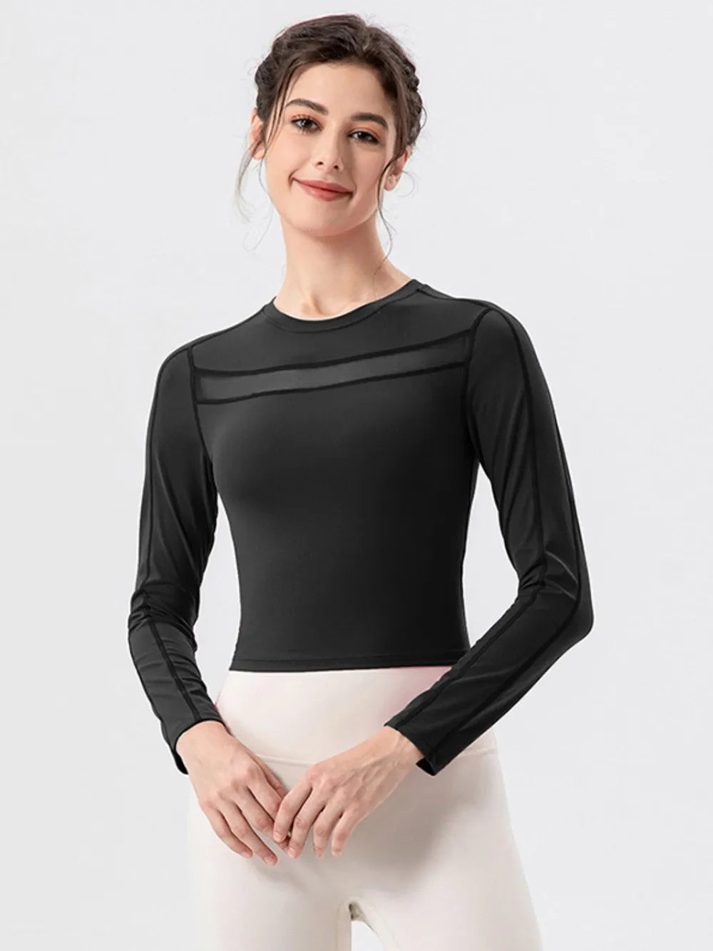 Round Neck Long Sleeve Active T-Shirt - Farnelli