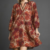 Umgee Animal Print Boho Tunic Dress with Contrast Trim Detail - LATTE