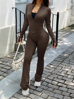 Zip Up Long Sleeve Outerwear and Pants Active Set - Farnelli