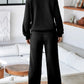 Collared Sweatshirt and High Waist Pants Active Set - Farnelli