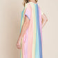 BOMBOM Striped Short Sleeve Dress with Pockets - Farnelli