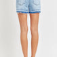 RISEN High Rise Distressed Hem Denim Shorts - Farnelli