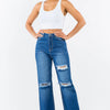 American Bazi High Waist Distressed Wide Leg Jeans - Blue
