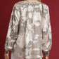 Umgee Full Size Metallic Fabric Blouse with Balloon Sleeves Plus Size - Farnelli