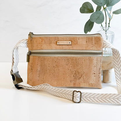 Carry Courage GUARDIAN natural belt bag with adjustable strap and zippered compartments