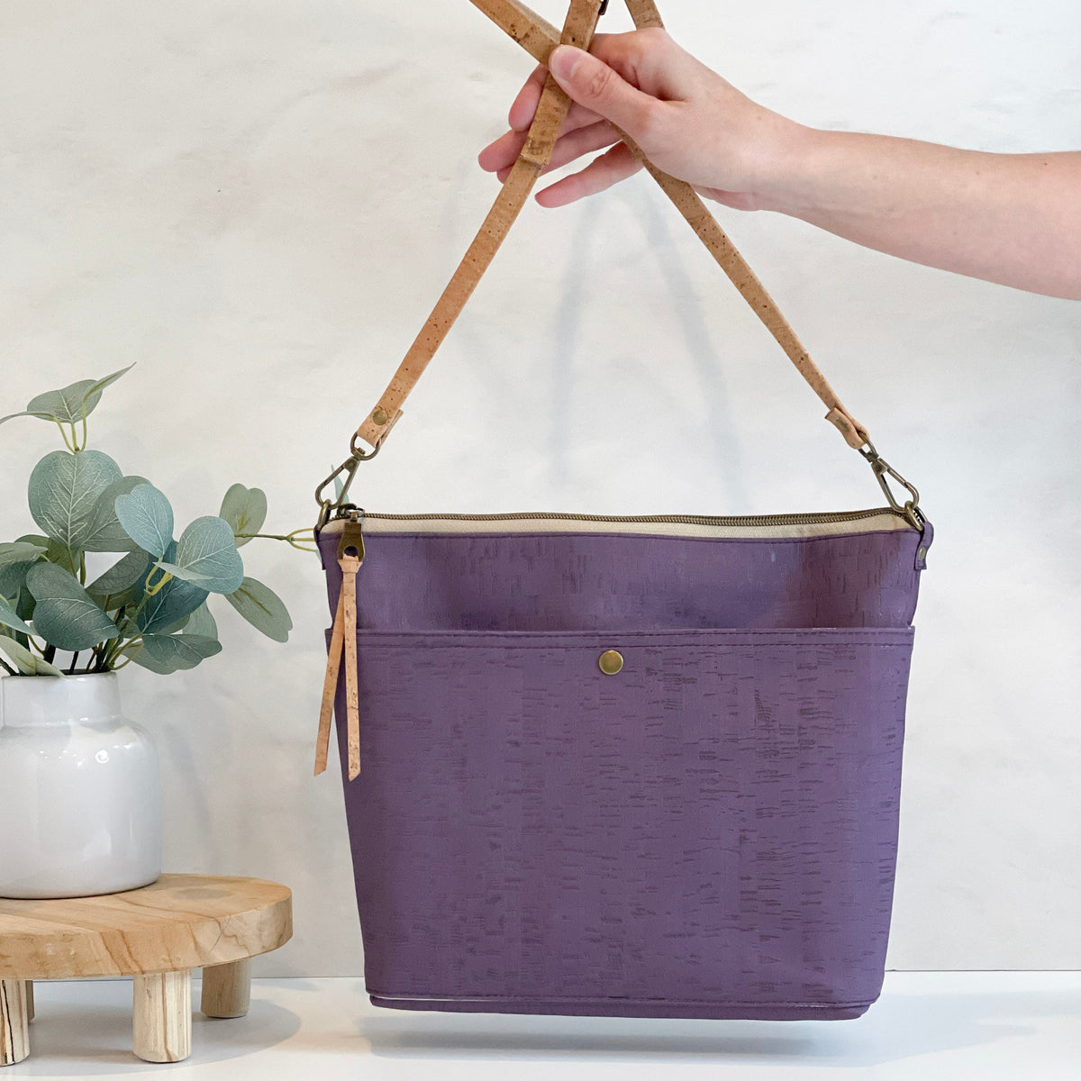 Carry Courage VISIONARY amethyst crossbody bag with adjustable strap and compact design