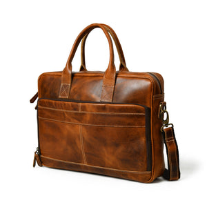Classy Leather Bags Bison Elite Office Briefcase made of genuine leather with multiple compartments and sturdy handles.