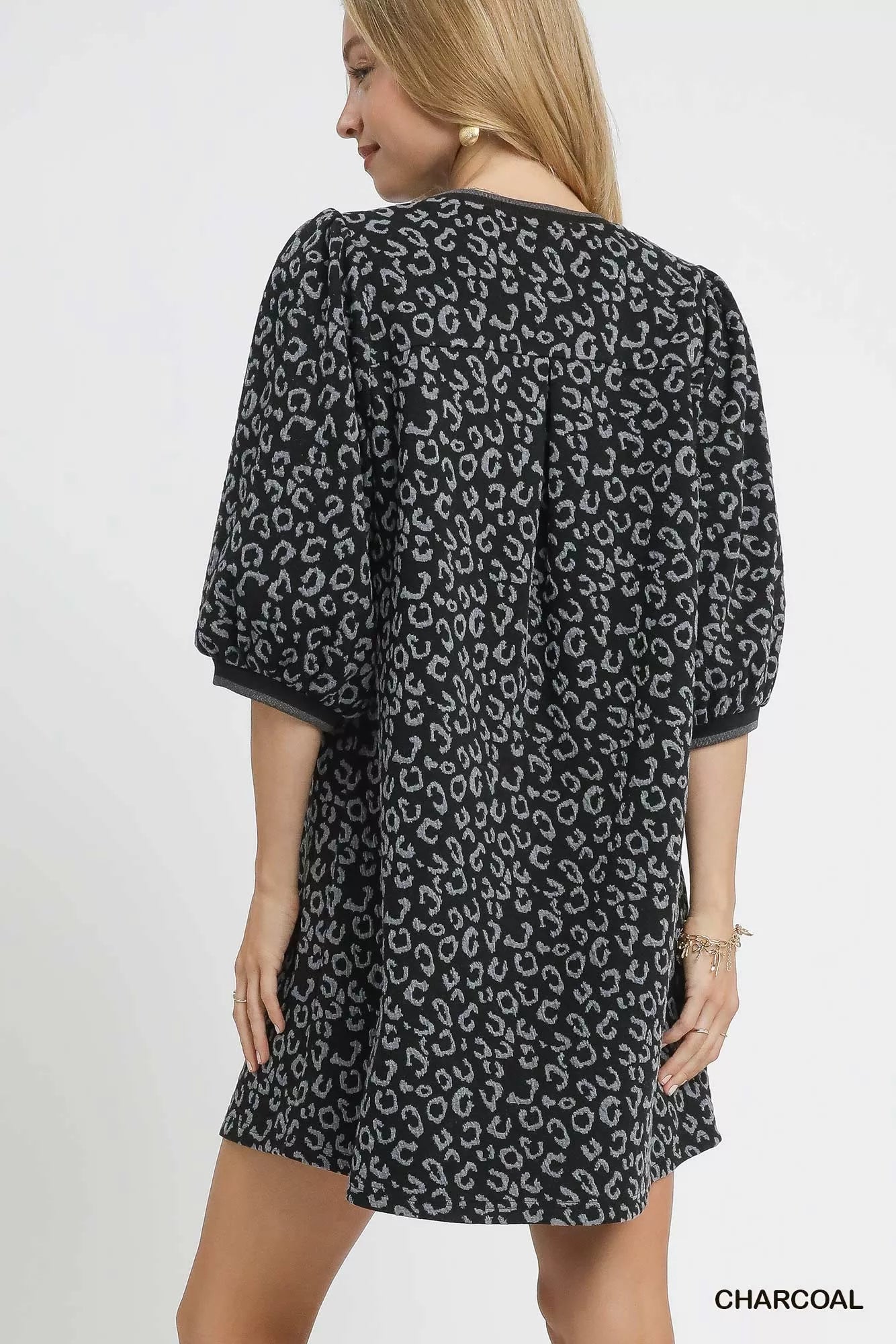 Umgee Leopard Print Jacquard Mini Dress - Farnelli