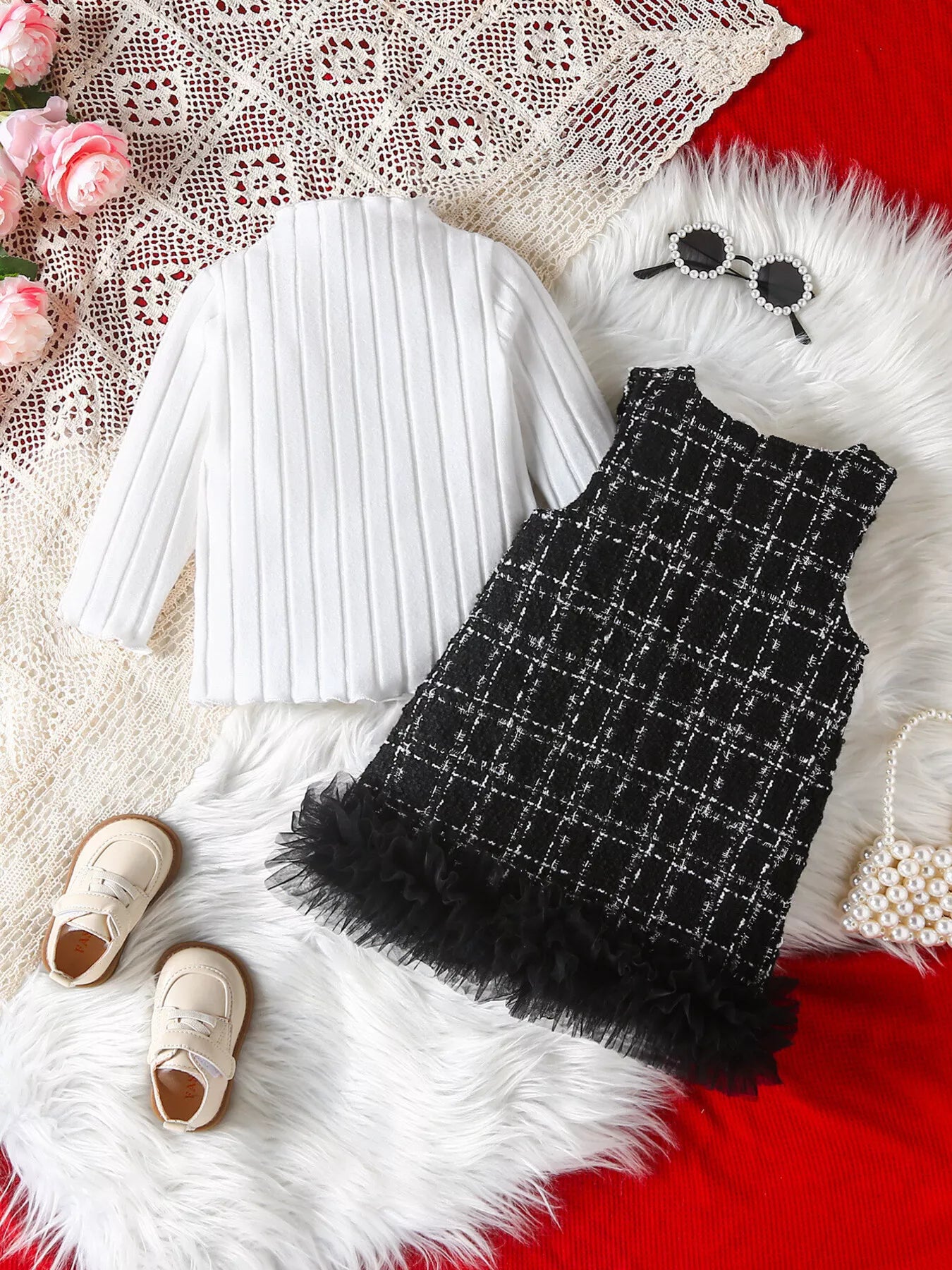 Children's Ribbed Knit Top and Dress Set - Farnelli