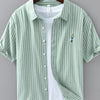 Men's Plus Size Striped Button Up Long Sleeve Shirt - Green
