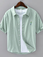 Men's Plus Size Striped Button Up Long Sleeve Shirt - Farnelli