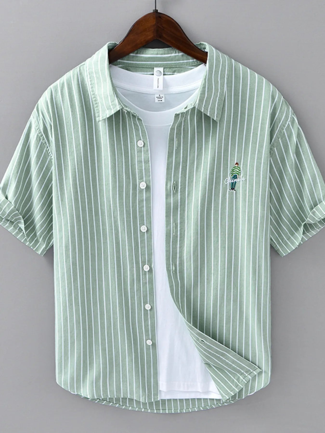 Men's Plus Size Striped Button Up Long Sleeve Shirt - Farnelli