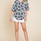 BOMBOM Floral Decorative Button V-Neck Top - Farnelli