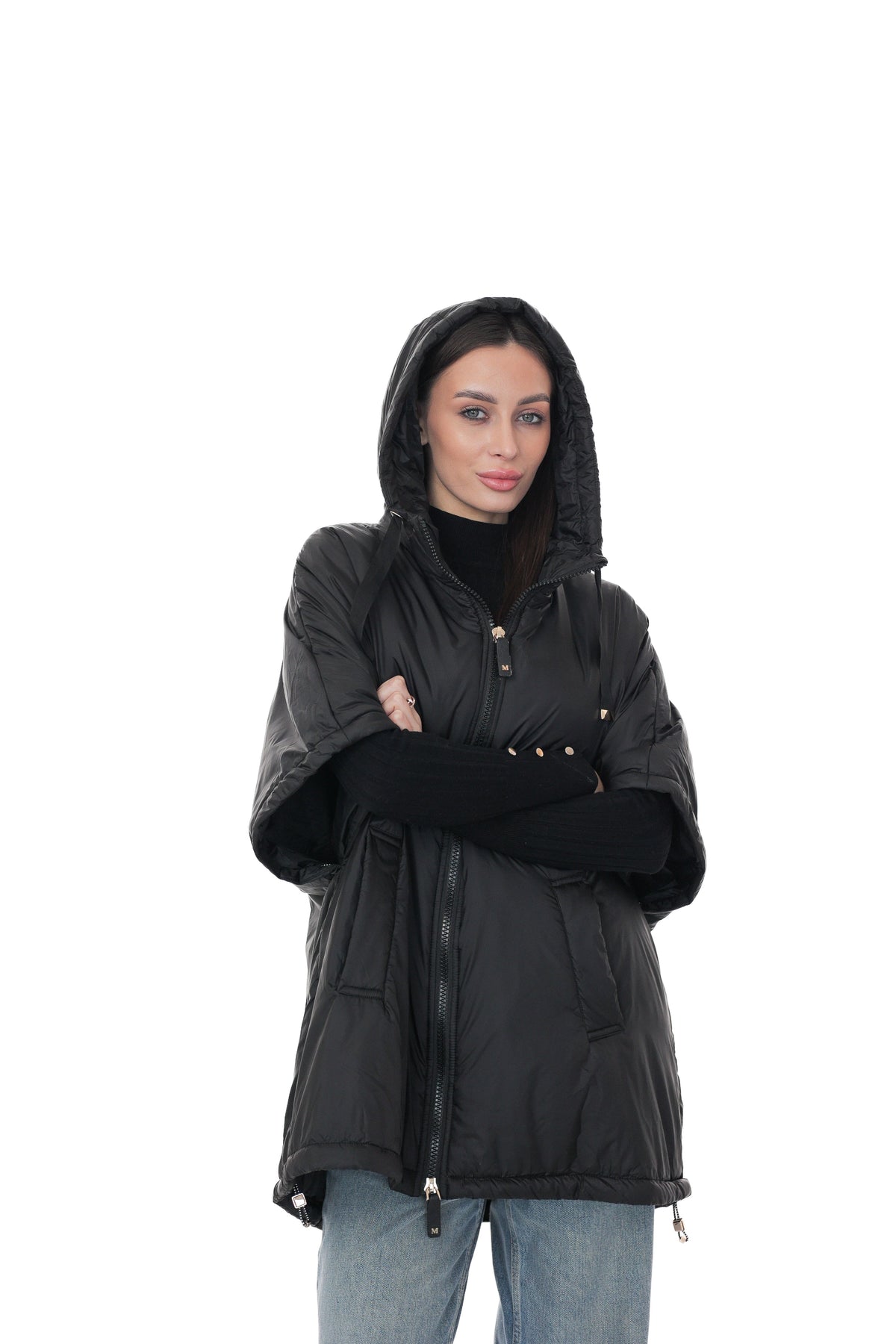 Alaska® Outerwear Company black hooded vest front view