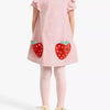 Children's Strawberry Applique Ruffle Sleeve Dress - Blush Pink