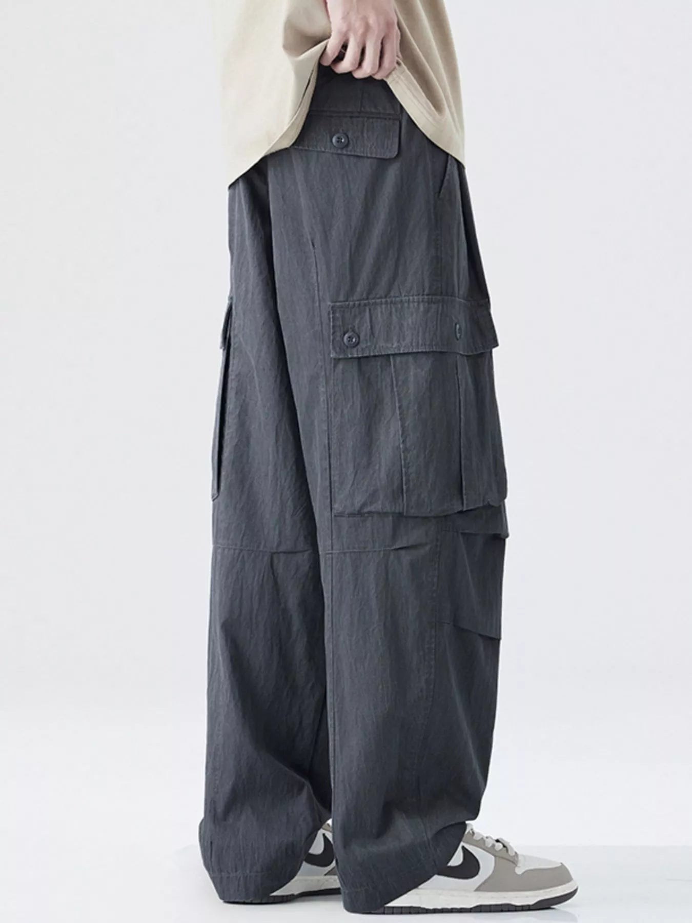 Men's Drawstring Wide Leg Cargo Pants - Farnelli