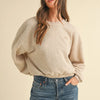 Mable Round Neck Letter Embroidery Crop Sweatshirt - Taupe