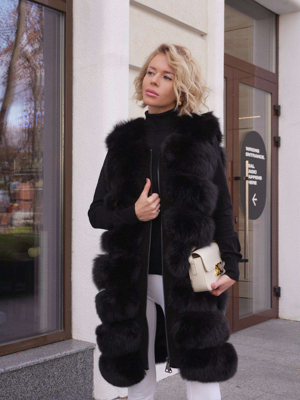 Genuine Polar Fox Fur Vest 90 cm by Alaska Outerwear Company in white