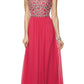 Juliet 609 A Line Chiffon Floor Length Gown Cut Out Back