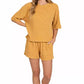 Zenana Raised Rib Short Sleeve Tee and Drawstring Shorts Set - Farnelli