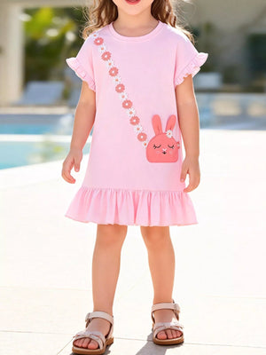 Children's Bunny Ruffle Hem Dress - Farnelli