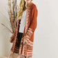ADORA Full Size Fringe Hem Aztec Border Cardigan Plus Size - Farnelli