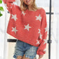 ADORA Full Size Star Contrast Round Neck Sweater Plus Size - Farnelli