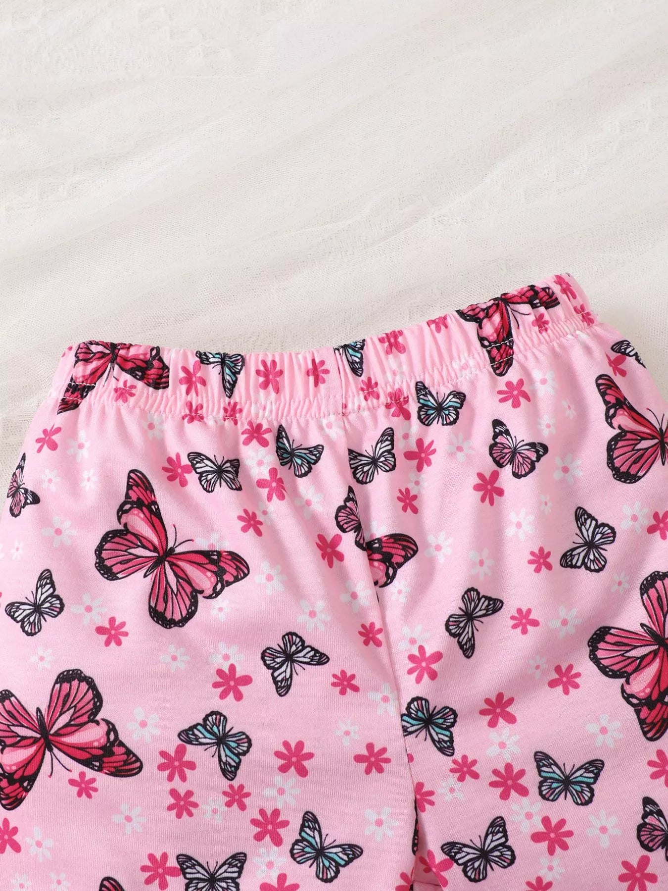 Children's Little Sister Butterfly Print Ruffle Trim Set - Farnelli