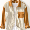 Men's Color Block Button Up Shirt - Mustard