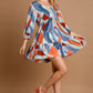 Umgee Abstract V-Neck Tiered Printed Dress - Farnelli