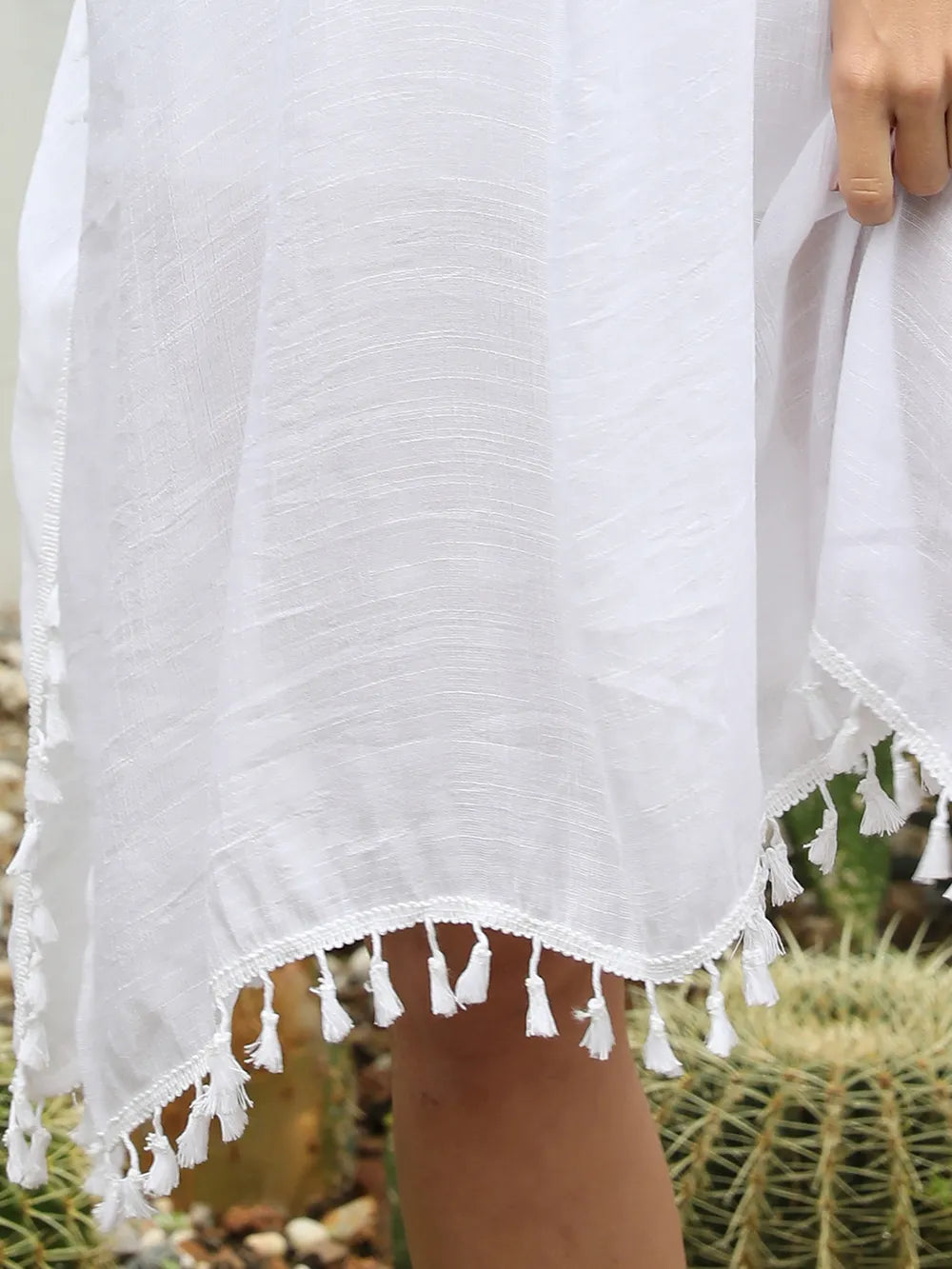 Tassel Cutout Half Sleeve Cover-Up - Farnelli